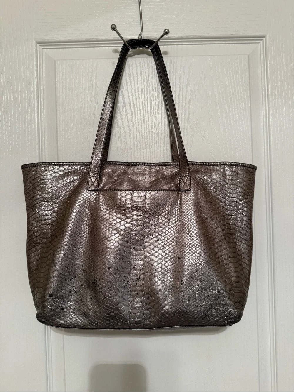 Michael Kors Metallic Bronze Snake-Embossed Tote Bag